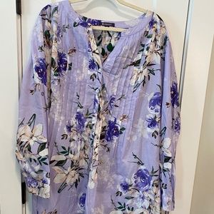 Roaman's Purple Floral Tunic Top